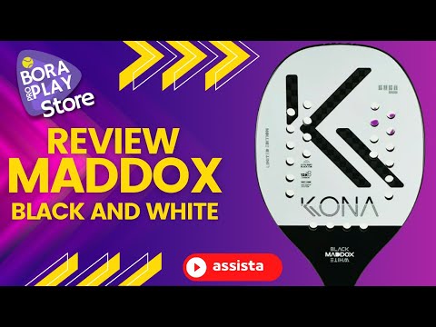 Raquete Maddox Black and White da Kona, destacando seu design elegante e características técnicas para beach tennis.