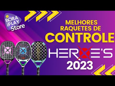 Raquetes de beach tennis da linha Heroes 2023, destacando controle e desempenho.