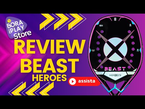 Raquete Beast da Heroes 2023 com design moderno e detalhes holográficos, ideal para beach tennis.