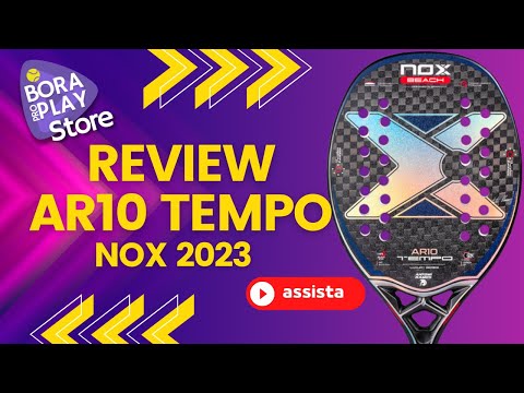 Raquete Nox AR10 Tempo, destacando seu design e materiais de alta qualidade para beach tennis.