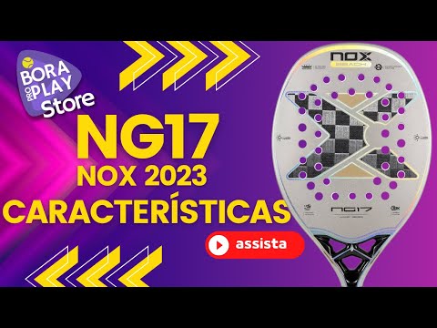 Raquete Nox NG17 com design moderno e materiais de alta qualidade, ideal para beach tennis.