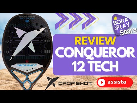 Raquete Drop Shot Conqueror 12 Tech com design moderno e tecnologia avançada para beach tennis.