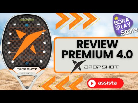 Raquete Premium 4.0 da Drop Shot, destacando seu design moderno e materiais de alta qualidade para beach tennis.