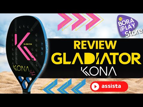 Raquete Gladiator da Kona, destacando seu design sofisticado e material de carbono 3K.