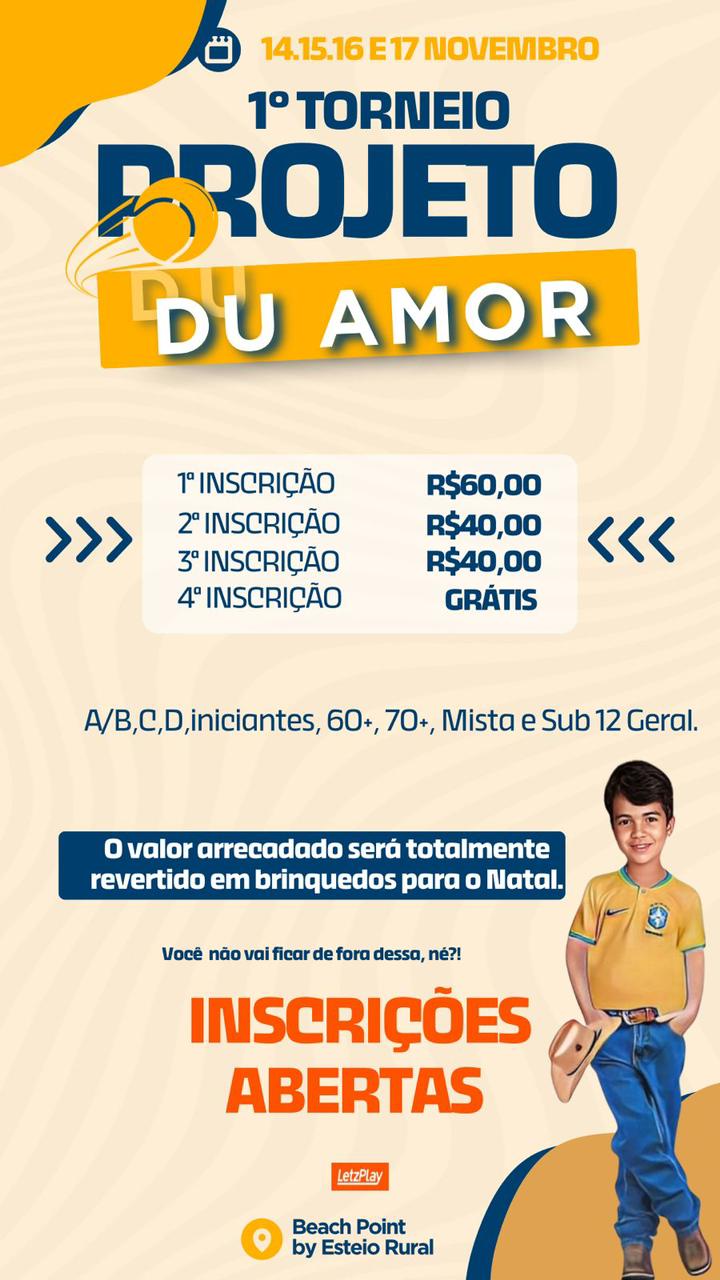 Jogadores de beach tennis se reunindo para o 1º Torneio Projeto Du Amor em Ituiutaba, promovendo solidariedade e esporte.