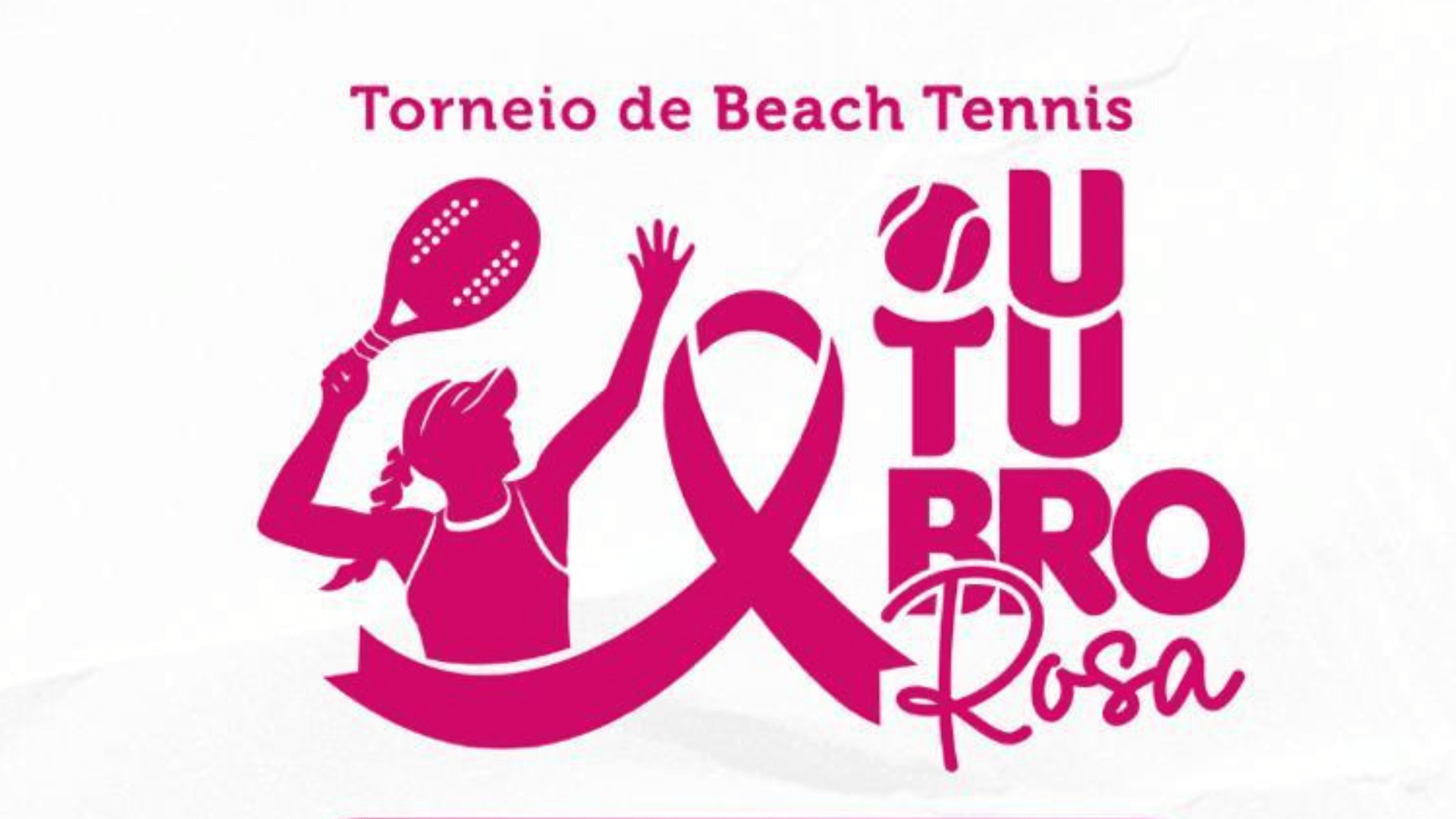 Participantes do torneio de Beach Tennis em evento de conscientização sobre o câncer de mama.