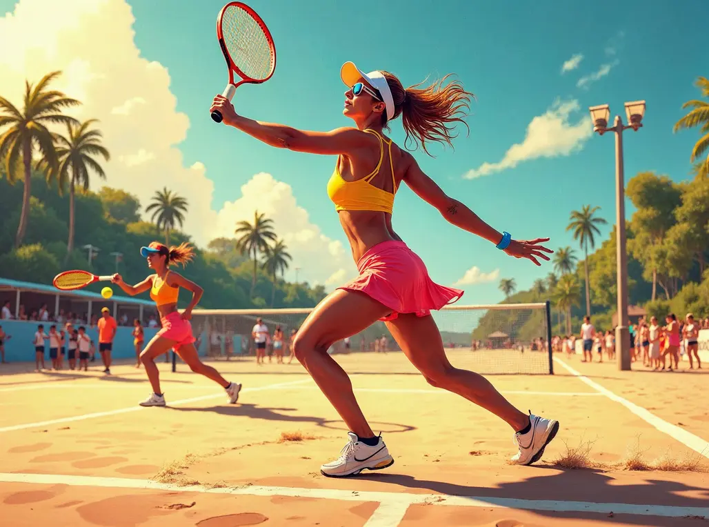 Giulia Gasparri e Ninny Valentini se preparando para o World Tour BT 400 de Beach Tennis em Cuiabá.