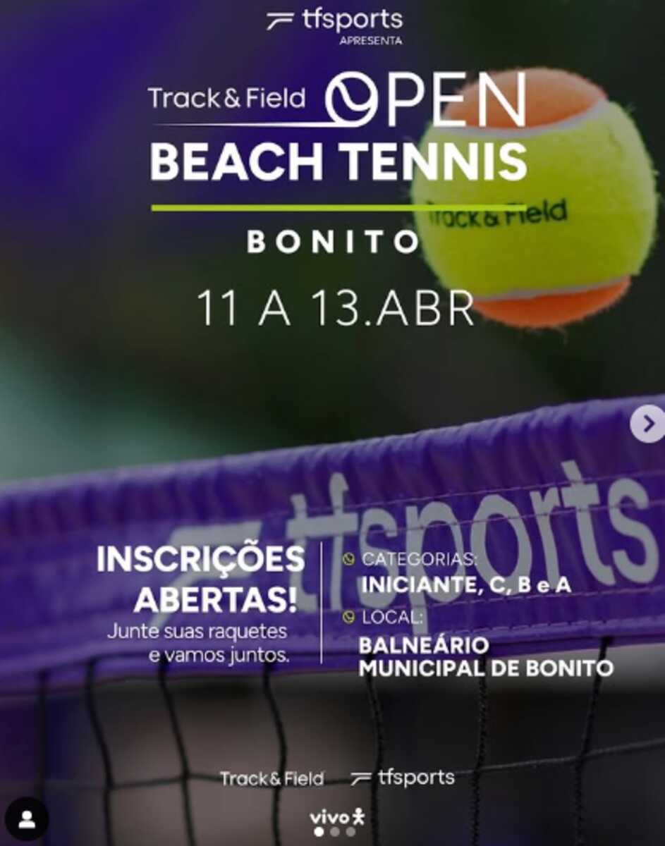 Atletas competindo na 2ª etapa do Beach Tennis Track & Field em Bonito, Brasil.